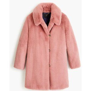 J. Crew Faux Fur Coat in Ash Rose Pink Furry Jacket M